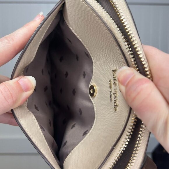 Tory Burch Crossbody Purse Small Neutral Half Moon Zipper Pocket Formal - Picture 6 of 11